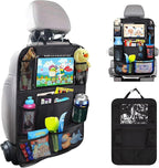 Matenf Car Organizer Back Seat with 9 Storage Pockets & 10″ Tablet Holder, 1Pack Seat Back Cover for Kids Toddlers, Kick Mats Protector, Keep Cars Vehicles Organized & Tidy, Travel Accessories