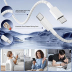 65W Super Fast Charger Type C for Samsung,3 Port 100W PD Quick Charging 3.0 USB C Block & 3/6/10/10FT Braided Type C Cord for Samsung Galaxy S26 Ultra/S26/S25 Ultra/S24/Android/iPhone 17/Laptop-White