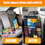 ZIMISI Car Backseat Organizer, Oxford Cloth Kick Mats Back Seat Protector with 9 Pockets & Clear Tablet Holder, Universal Waterproof Car Road Trip Essentials Storage Accessory (1PC)