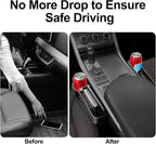 Car Seat Gap Filler, 2 Pack Car Seat Gap Filler Organizer with Cup Holders & 2 Seat Hooks, Car Console Storage Organizer, Car Organizer Front Seat for Storing Phones, Keys, Drinks, Sunglasses