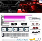 Acrylic Interior Car LED Strip Light with Wireless APP, RGB 14 in 1 with 175 inches 600 LEDs Fiber Optic Car Ambient Lighting Kits, 16 Million Colors Sound Active Function LED Strip for Car