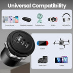 72W 3 Port 12V USB Outlet, Dual PD3.0 Type-C & QC3.0 Aluminum Car Charger, Multi Port USB Power Socket Cigarette Lighter Replacement for RV Camper Truck Boat Golf Cart (2Pcs)