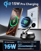 Q2 15W for Magsafe Car Mount Charger, [78+LBS Stronger Vacuum Suction] 360° Adjustable & Fast Charging Magnetic Phone Holder for Vent/Dashboard/Windshield/All Car Surface