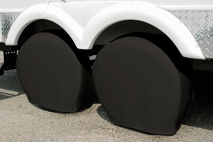 Explore Land Tire Covers 4 Pack - Tough Wheel Protector for Truck, SUV, Trailer, Camper, RV Universal Fits Tire Diameters 26-28.75 inches, Black