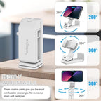 Perilogics Airplane Phone Holder Mount Universal in Flight Hands Free Viewing with Multi-Directional Dual 360 Degree Rotation (White)