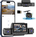 4 Channel Dash Cam 360 View for All-Round Protection, 4-Way Front Rear Inside Recording, Built-in 5G WiFi & GPS, APP Control, 8 IR Night Vision, 24H Parking Monitor, G-Sensor, Free TF Card