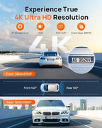 70mai 4K Dash Cam Front and Rear, Built in Wi-Fi 6 & GPS Car Camera, Super Night Vision, ADAS, 3'' IPS Screen, 24H Parking Mode, Time-Lapse, Loop Recording, with 128GB Card (A800SE)