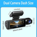 Dual Dash Cam Front and Rear with 64GB Card, 1080P HD IR Night Vision Dash Camera for Cars, G-Sensor Car Dashcam Cameras, 3.16”IPS Screen, 24/7 Parking Monitor, Loop Recording, 170° Wide Angle
