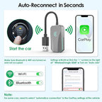 Wireless CarPlay Adapter for iPhone, 2025 Upgrade - Convert Wired to Wireless CarPlay, Plug & Play, No Latency, More Stable, Compatible with Cars Equipped with Wired CarPlay & iPhone iOS 10+ (Gray)