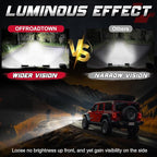 OFFROADTOWN 7inch LED Light Bars Side Shooter LED Pods Off Road Fog Lights Driving Lights Cube with Black Red Blue Side Cover for Truck ATV UTV Motorcycle Pickup Boat