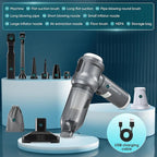 SakerPlus 4 in 1 Handheld Car Vacuum Cleaner, 17500PA High Power Rechargeable Portable Vacuum with LED Light, Multi Nozzles for Car, Home & Office–Ideal for Family(Light Grey)