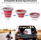 Collapsible Wash Bucket with Microfiber Mitt, 10L (2.6 Gallon) Portable Collapsiblle Bucket with Handle for Car Wash Household Cleaning, Multiuse Collapsibles Water Bucket and Car wash mitt - Pink