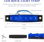 Sun Walker 8 PCS LED Rock Strip Lights, 3.77 Inch Waterproof 6 LED Car Side Marker Clearance Lamps, Wheel Fender Well Lighting Kits Exterior Underglows for Car Truck Trailer (Blue)