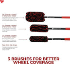 Wheel Woolies Car Detailing Brush Set - 3pc Car Wheel Brush Kit (18”, 12”, 12”) for Rims, Barrel, Spokes & Brake Dust | Soft No Scratch Rim Brush with Long Handle & Anti-Slip Grip | Made in USA