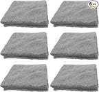 6PCS Car Drying Towel, 16" × 15" Double Sided Microfiber Towels for Cars Detailing, Absorbent Extra Large Cleaning Cloth, 450 GSM Car Detailing Wash Towels for Cars, Trucks, SUVs (Grey)