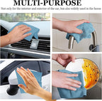 wuyaoyao 50PCS Microfiber Cleaning Cloth Roll, 10"×10" Tear Away Microfiber Towels, Reusable Washable Cloth Paper Towels, Multi-Purpose Cleaning Rags for Car Home Kitchen Garage Shop (Blue)