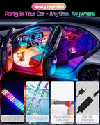 Led Lights for Car Accessories Interior, RGB+IC 48 LED Car Interior Light, 16 Million Colors Strip Light, APP Remote Control with USB Port Color Change Under Dash Lighting for SUVs, Trucks