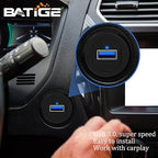 BATIGE Alloy Single Port USB 3.0 Dashboard Port Car Mount Flush Cable, Male to Female Waterproof Extension Cable for Car Truck Boat Motorcycle with LED Indicator 1ft