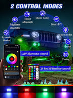 8 Pods RGB LED Rock Lights with APP/RF Remote Control High Brights Waterproof Underglow Multicolor Zone Neon Exterior Rock Lights for 12V Trucks Jeep UTV ATV RZR Offroad Pickup SUV Accessory