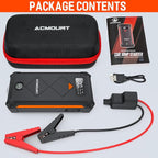 Acmount P110 Car Jump Starter, 6000A Peak Lithium Jump Starter Battery Pack for Up to 10.0L Gas or 8.0L Diesel Engine, Safe 12V Portable Battery Starter Power Pack with LED Screen & LED Light - Orange
