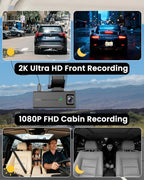 4G LTE Dash Cam with SIM Card, Live Streaming Car Security Camera Front & Cabin, 24/7 Parking Mode, AI Motion Alerts, Remote Viewing & 2-Way Talk, SD/Cloud, Anti-Theft Surveillance for Fleet & Family