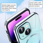 Guppy Compatible with iPhone 13 with MagSafe Case, Magnetic Gradient Case with MagSafe Charging, Gradient Glass Back Cover with Lens Film-Blue