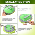 Tallew 5 Pcs Car Wash Mitt Kit, Car Clean Brush Not Included, Microfiber Mitt Clean Detail Cleaning Tools Truck Washing Chenille Scratch Free Replacement Kit for Auto RV Pickup Bus(Green)