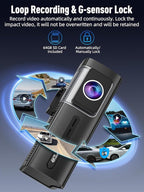 3 Channel 5G WiFi Dash Cam, 4K+1080P+1080P Dash Cam Front and Rear with 64GB Card, Dash Camera for Car with HDR IR Night Vision, G-Sensor, 24/7 Parking Mode, WDR, Support 128GB Max - Silver