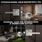 2 Pack Brushed Nickel Privacy Door Handles for Bed/Bathroom Interior Door Knob, Reversible Door Locks for Left or Right Sided Doors