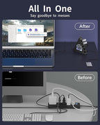 7-Port USB 3.0 Hub, Vertical USB Hub Splitter with RGB Lighting, 5Gbps High-Speed Data Transfer and 2FT Extension Cable, Compatible with Laptop, PC, Desktop, MacBook, PS5, Xbox, Flash Drive