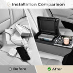Coverado Center Console, Universal Bench Seat Center Console with Wireless Charging & Cup Holder & 7 Light Modes, Truck Back Seat Car Organizer, Rear Central Car Armrest Box with Storage, Gray