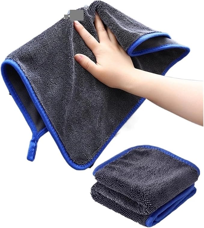Microfiber Car Cleaning Towel - Super Absorbent Thick Drying Cloth for Detailing and Washing(Blue 40x40cm)