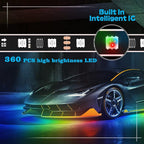 Car Underglow Lights Chasing Color , Upgraded Bluetooth Led Strip Light with Dream Color Chasing 212 Mode, Music Mode, DIY Mode, APP Control Underbody Strip Kit for Car, 35Inch & 47Inch, 6PC Pack