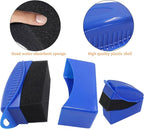 2Pcs Tire Dressing Applicators,Tire Shine Applicator Pads,Reusable Tire Dressing Sponge Pad Car Tire Applicator Pads with Lid for Car Glass, Painted Steel & Porcelain (Blue, Rectangular