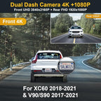 Fitcamx Front 4K+Rear 1080P Dash Cam for 2017-2021 Volvo S90 V90, 2018-2021 XC60 T5 T6 (Model A), Integrated OEM Look, Dual HD Video, Loop Recording, WiFi & APP, G-Sensor, Easy to Set, 128GB Card
