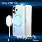 Guppy Compatible with iPhone 16 Case Magnetic, with Full Camera Lens Protector [Compatible with MagSafe] Scratch Resistant Gradient Glass Back Cover Phone Case-Blue