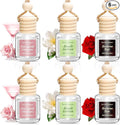 6 Pack Car Air Freshener, Long Lasting Natural Essential Oil Fragrance Diffuser - Pink Sparkle Champagne, Moonlit Gardenia & Nocturne Rose, Hanging Female Perfume Car Accessories Decor Gift