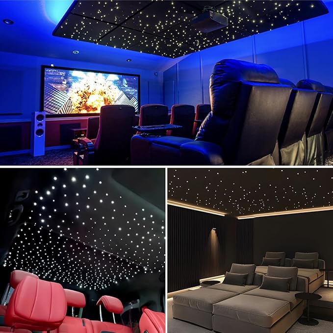 AKEPO Mini Size 6W Twinkle Fiber Optic Lights, 550pcs 0.03in 13.1ft/4m Optical Fibers APP Control Starlight Headliner Kit Music Activated RGBW Star Ceiling Light for Home and Car