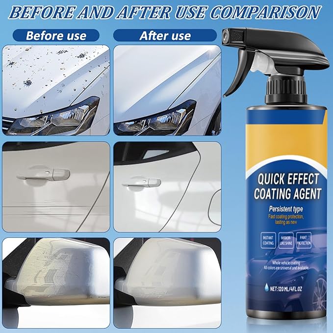 2Pcs Advanced Car Quick-Acting Coating Agent Spray, Car Coating Spray, 2025 New Quick Effective Coating Spray,Car Scratch Wax Polish Spray Waterless Wash, Oil Film Emulsion Glass Cleaner