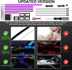 Acrylic Interior Car LED Strip Light with Wireless APP, RGB 14 in 1 with 175 inches 593 LEDs Fiber Optic Ambient Lighting Kits, 16 Million Colors Sound Active Function Car Neon Lights