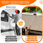 LAANPOLE 12FT Car Wash Brush with Long Handle, Car Cleaning Kit with Soft Bristle Wash Brush, Microfiber Cleaning Mop, Window Squeegee, Mitt, Wheel Brush, Bucket, Drying Towel for RV, Truck, Boat