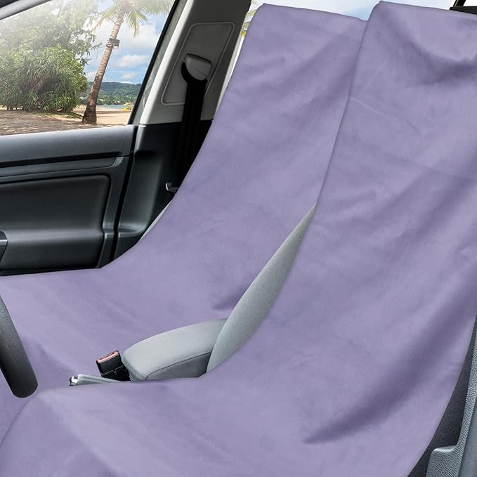 Hahafelt 2 Pack Car Seat Towel Covers with Storage Bag, 63 x 32 Inch Universal Non Slip Waterproof Sweat Protector for Car Truck, Gym Swimming Running, Machine Washable (Gray)