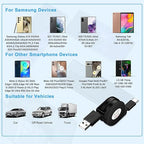 3Pack Car Carplay Cable Fast Charging 3.3FT Retractable USB Type C Android Charger Cord for iPhone 17 16 15,Samsung Galaxy A17/A16/A15/S26 Ultra/S25FE/S24/A35/Z Fold7/A54,Pixel 10Pro 9a,Moto Edge 2025