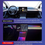 LED Car Ambient Lighting Strip for Tesla High Brightness with APP Control Multiple Colors and Car LED Strip Lighting Neon Lights for Model 3/Y (Dashboard& Center Console)