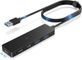 Aceele USB Hub 3.0 Splitter with 2 USB-C and 2 USB-A, 4 Ports Ultra-Slim Multiport Expander Adapter with 4ft Extension Long Cable Cord, USB Extender for Desktop, Computer, PC, Laptop, iMac and More