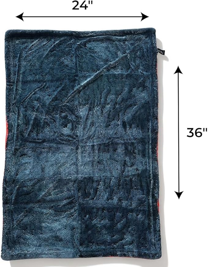 24”x36” Car Drying Towel – Dual-Color Black & Crimson Red | 1300 GSM Twist Loop Microfiber | Ultra Absorbent, Lint-Free, Scratch-Free | Fast Drying for Cars, Trucks & SUVs