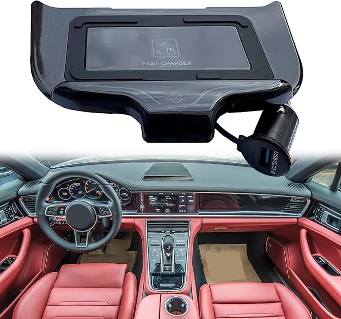 New Upgrade Wireless Car Charger for Porsche Panamera (2017-2023),15W Fast Wireless Phone Charging Pad, Center Console Wireless Charger Works with QI-Enabled Phones(Size:17-21)