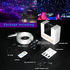 AZIMOM 4Port 36W Twinkle 1600pcs 0.03in 13.1ft Fiber Optic Starlight Headliner Kits 4Colors Light Source Sound Activated Remote APP Control Home Indoor Ceiling Car Headliner Decoration