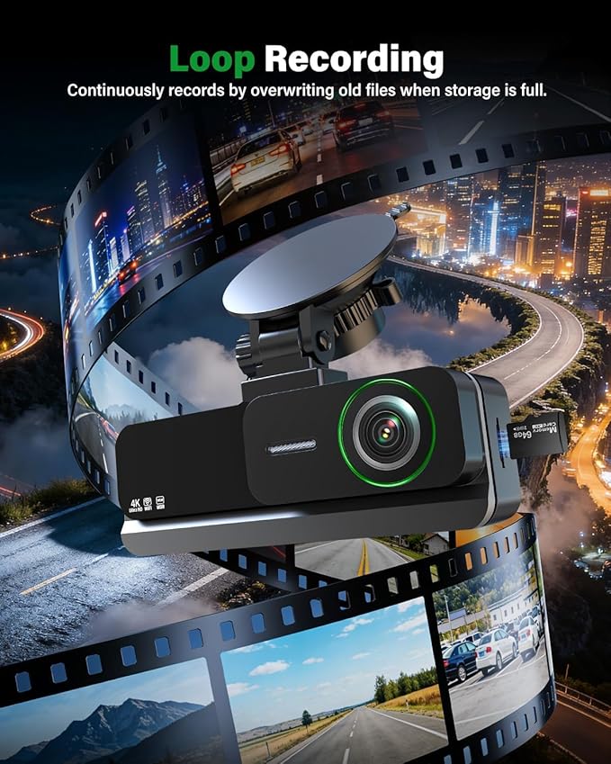 1080P Dash Camera for Car,Dash Cam Front and Inside with G-Sensor,3.16” IPS Screen,24Hr Parking,170°Wide Angle,Loop Recording,IR Night Vision (Black)