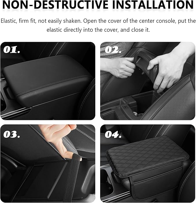 Stacool Upgraded Car Center Console Cover,Microfiber Leather Car Armrest Cover Cushion with 2 Storage Bags,Universal Car Armrest Storage Box (Beige)